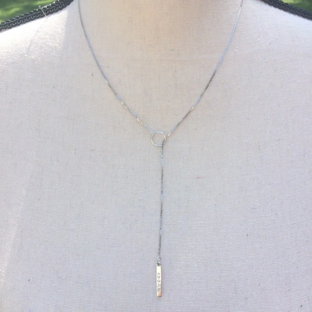 GUCCI Lariat 18k White Gold 20mm Lariat Necklace - Picture 8 of 8